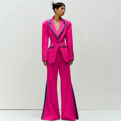 Women's Suit Slim Fit Two Piece(Blazer+Flare Trousers) Pants Set Professional Business Workwear Daily Outfit Suits for Ladies