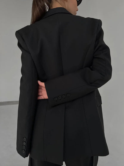 Women's Autumn Winter Slim Waist Chic Blazer Coats Office Ladies Double Breasted Fashion Suits Jacket Women Clothing