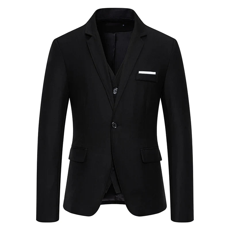 Blazer Men's Fashion Gentleman Solid Color Comfortable Business Color Match with Fake Two Wedding Casual Banquet Slim Suit
