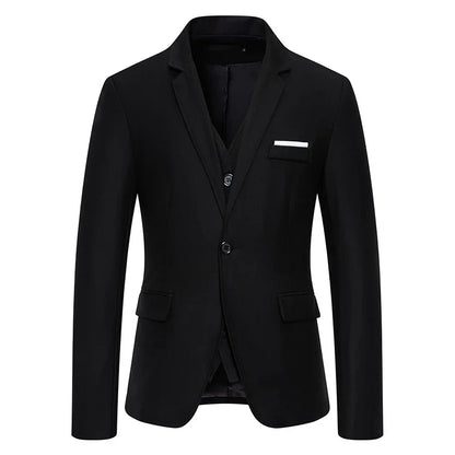 Blazer Men's Fashion Gentleman Solid Color Comfortable Business Color Match with Fake Two Wedding Casual Banquet Slim Suit