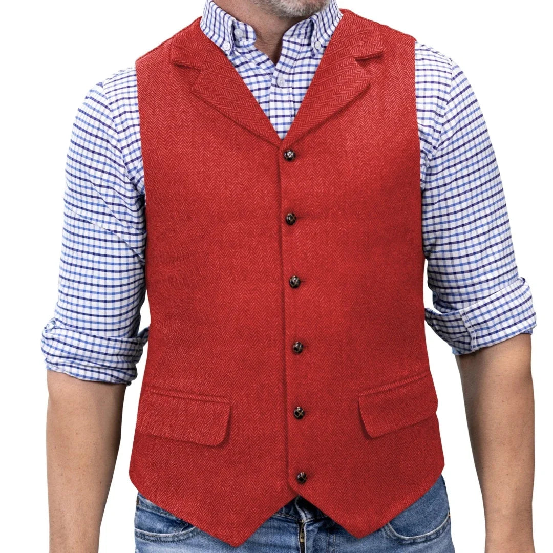 Men's Formal Vest | Single Breasted Lapel Waistcoat for Weddings & Business