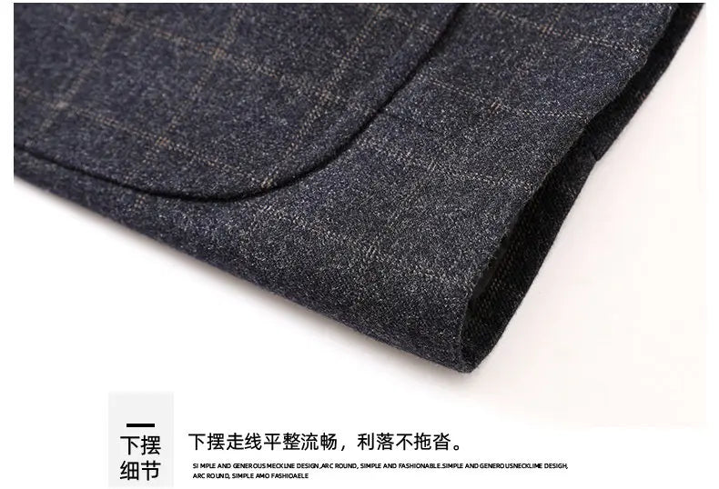 Men's Smart Casual Blazer Single Breasted Checkered Suit Jacket