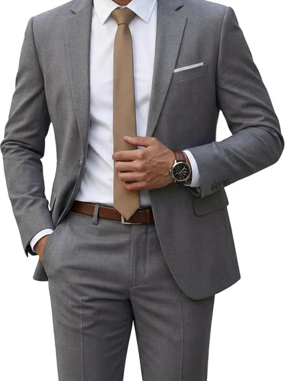 Hot Sale Man Suit Set 2 Pieces Jacket Pants Business Outfit Notched Lapel Casual Men's Regular Fit Tuxedo Wedding Guest Clothes