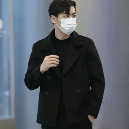 Notched Lapel Wool Blend Jacket 2026 Winter New Thickened Warm Hot-Selling Edgy Casual Light Luxury Blazer Student Wear