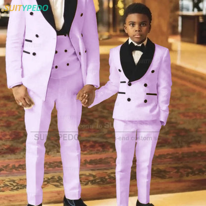 Fashion Boys Suit Sets Jacquard Shawl Lapel Jacket Wedding Flower Boy Costume Children Custom Suitable Blazer Vest Pants 3 Pcs