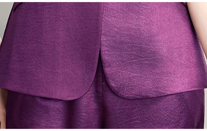 High Quality Women Purplish Red Pant Suit Female Solid Single Button Blazer and Trouser 2 Piece Set For Office Ladies Work Wear