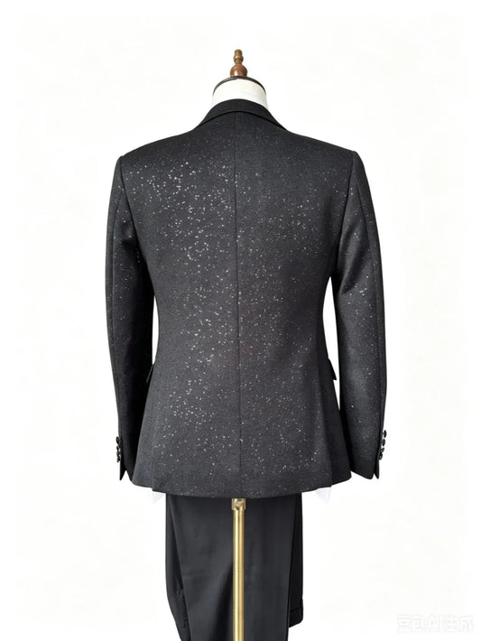 Formal Luxury Men's Suit Set 3 Pieces Banquet Party Wear High Quality Man Slim Fit Suits Wedding Groom Sets Performance Tuxedo