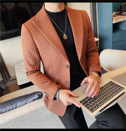 Autumn Winter Single Breasted Wedding Suit Jacket for Men Business Casual Slim Fit Blazers Banquet Party Social Suit Jackets