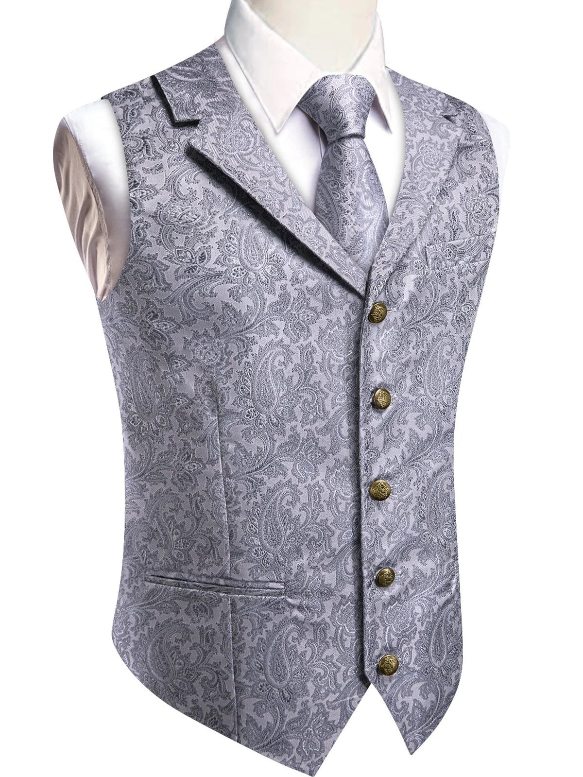Men's Vest and Tie Set – Paisley Floral Waistcoat with Necktie for Weddings and Business Occasions