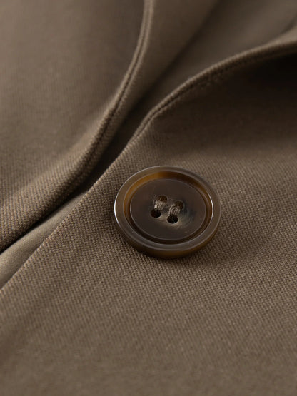 FSLE 2026 Fall Women's Korean-Inspired Petite Cropped Camel Acetate Lyocell Blend Blazer - Chic Office Commute Outerwear