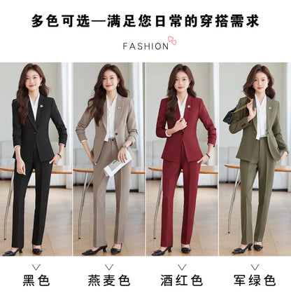2026 Professional Womens Autumn and Winter New Two-Piece Long-Sleeved Suit + Trousers. Fashion Boutique Suit