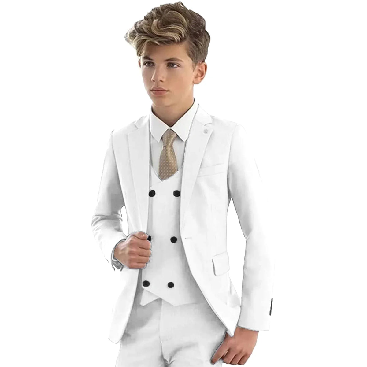 Christmas Party Fashion Green Suit Sets For Boys Piano Performance Formal Blazer Vest Pants 3 Pieces Evening Dinner Outfits