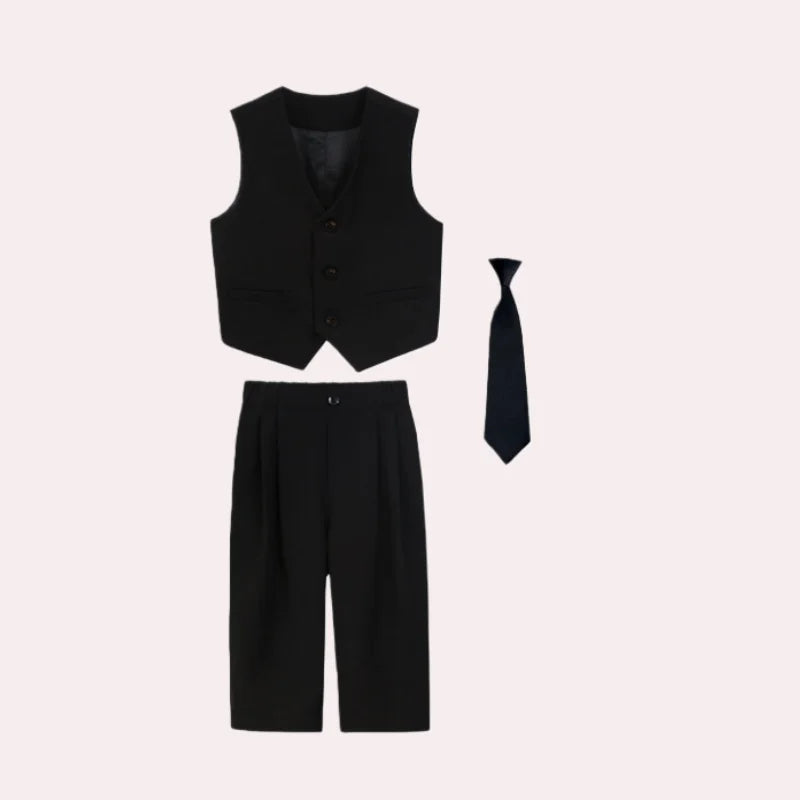 British Gentleman's Boys Vest Set Kids Formal Birthday Photography Suit Kindergarten Ceremony Performance Costume
