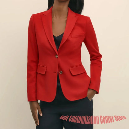 Women's Navy Woolen Clothes Single-Breasted Two Piece (Jacket+Pants) Set Chic Winter Office Lady Wear Casual Daily Outfit