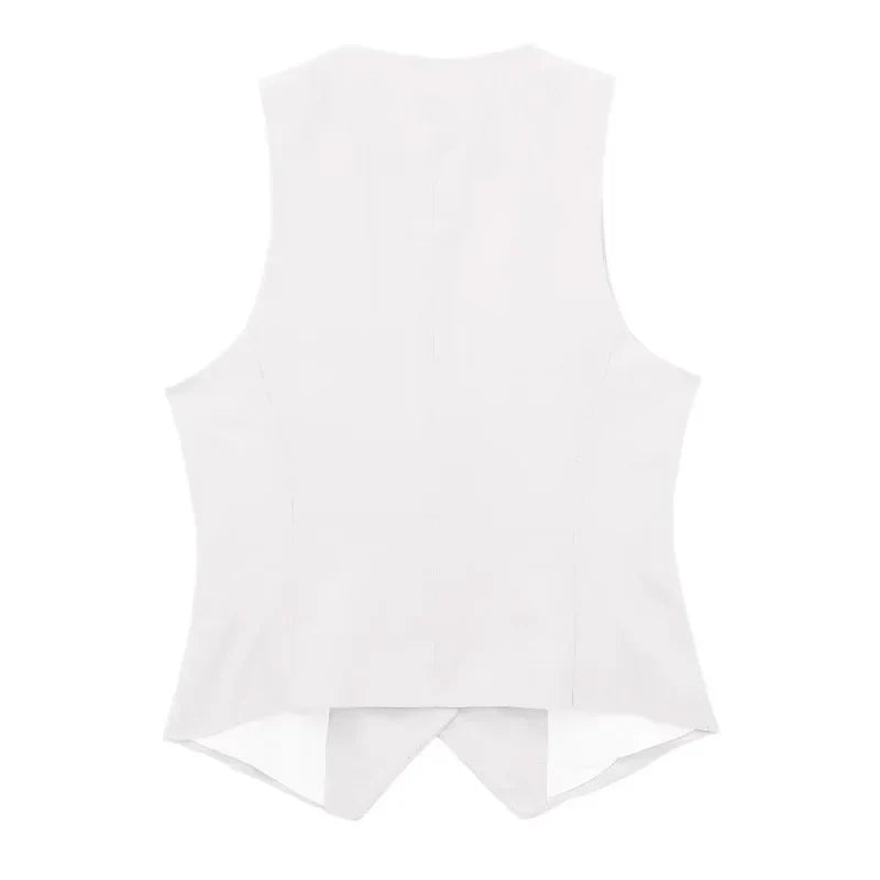 Women's Vest Tops 2024 Cropped Sleeveless Suit Vest Office Casual White Black Vest For Women Summer Formal Vests Woman
