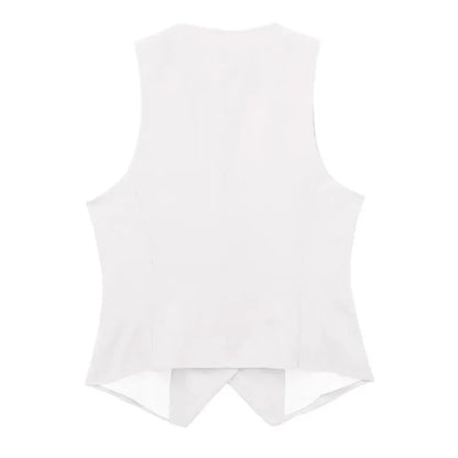Women's Vest Tops 2024 Cropped Sleeveless Suit Vest Office Casual White Black Vest For Women Summer Formal Vests Woman