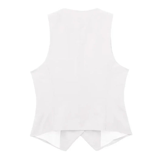 Women's Vest Tops 2024 Cropped Sleeveless Suit Vest Office Casual White Black Vest For Women Summer Formal Vests Woman