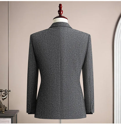 Autumn Winter Thicken Warm 50% Woolen Men Suit Jacket Retro Style Fashion Business Slim Fit Casual Wedding Groom Coats Tailcoat