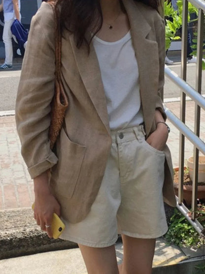 Loose Fit Summer New Style Women's  Jacket Cotton Linen Thin Material Large Size Street Style Small West Coat High End ...