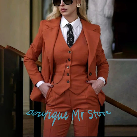 Modern Woman Clothes Slim Fit 3Piece(Jacket+Pants+Vest) Set Notch Lapel Single Breasted Blazer Formal High-end Party Outfit