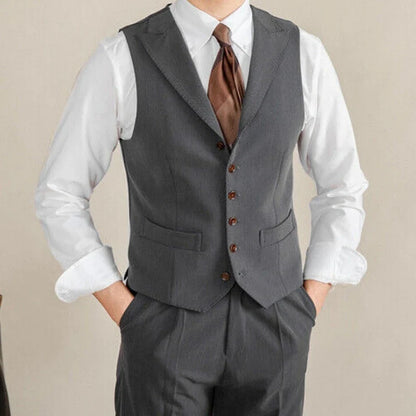 Men's Vest White Collar Vintage Lapel Single Button Waistcoat for Wedding & Formal Occasions