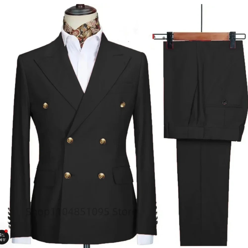 Costume Chic Décontracté Kaki Homme 2 Pièces Tenue De Soirée Formelle Business Mariage Marié Smoking Revers Cranté Veste Et Pantalon Double Boutonnage