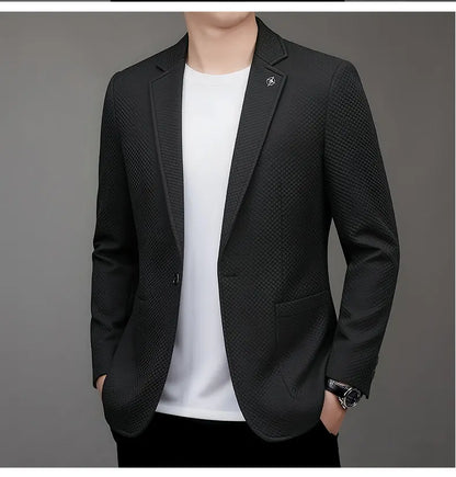 Men's Slim Fit Plaid Blazer for Weddings, Business & Casual Wear – Single Breasted