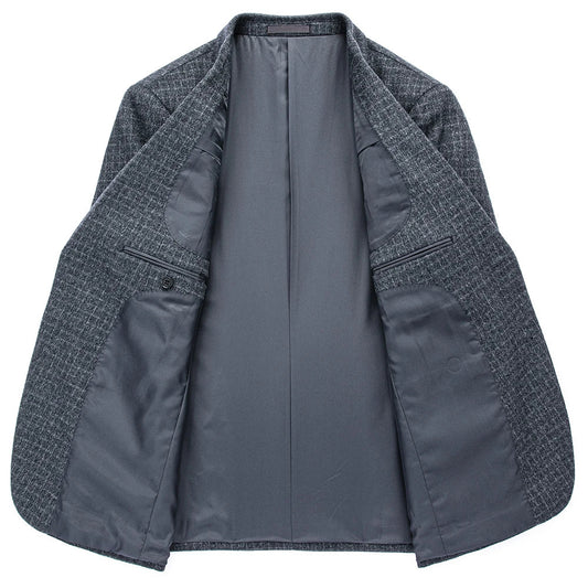 Men's Blazer Plaid Wool Cashmere Smart Casual Grey Autumn Winter