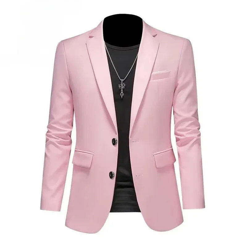Men's Slim Fit Blazer Single Button Formal Wedding Tuxedo Jacket