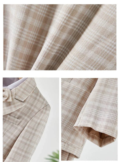 Toddler Gentleman Plaid Suit Set Boys Formal Blazer Waistcoat Suspender Shorts BowTie Wedding Birthday Baptism Party Dress Outft