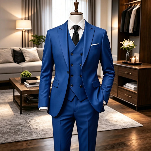 Men's 3-Piece Suit with Crisp Structured Silhouette, Ideal for Lawn Weddings, Business Receptions & Company Annual Galas