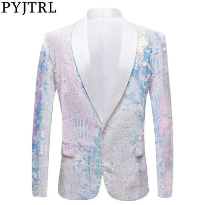 Men's Velvet Sequin Fashion Suit European And American Style Stage Clothes Handsome Trendy Clothing for Singers