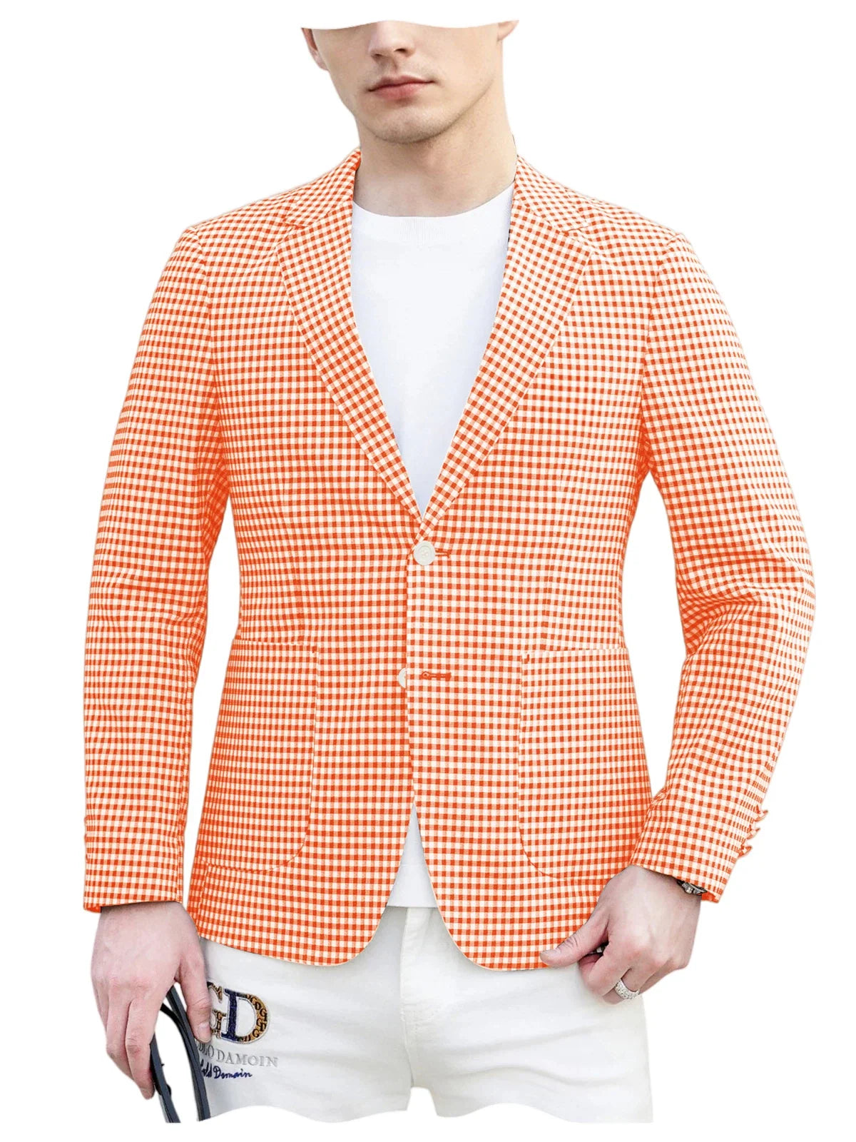 Men's Plaid Blazer Slim Fit Business Casual Checkered Suit Jacket Lightweight Notched Lapel Sport Coats for Office Daily Wear