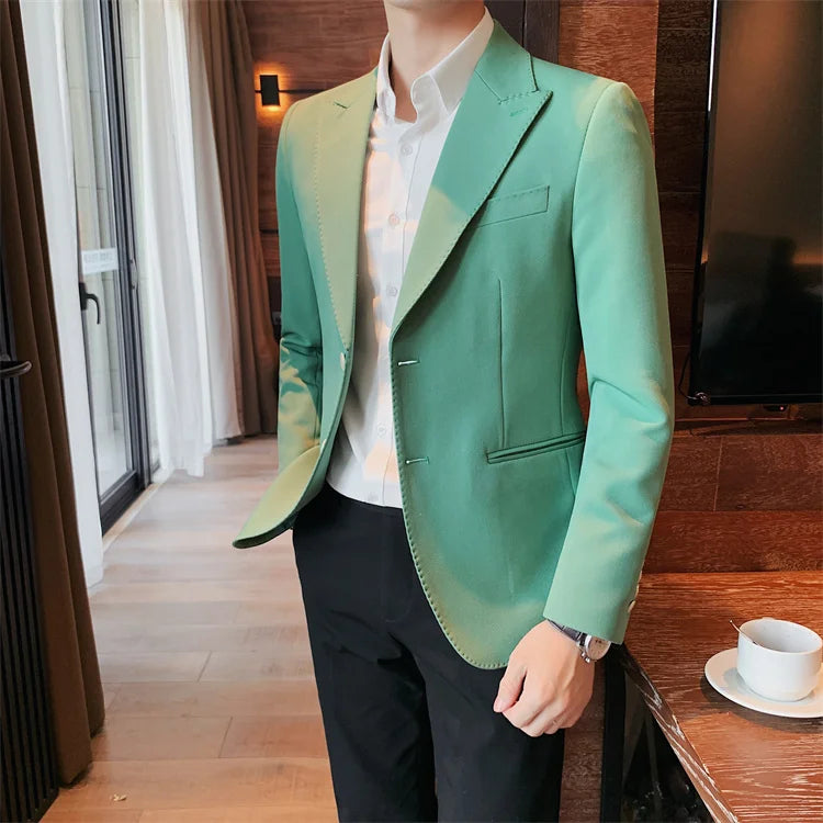 2022 Classic Green Blue Jacket Uniform Groom Tuxedos Mens Wedding Suits Peaked Lapel Man Business Blazer Groomsmen Prom Dress