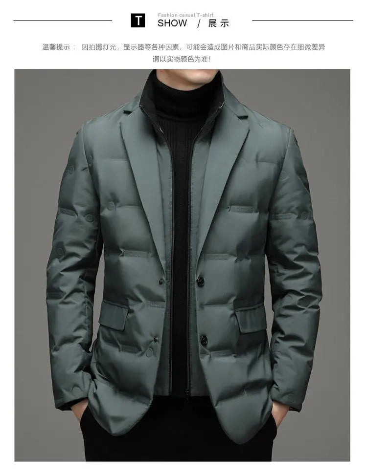 High Quality Men's Handsome down Jacket with Scarf Collar M-6XL Big Plus Size for Middle-Aged Dad Fashionable Outerwear