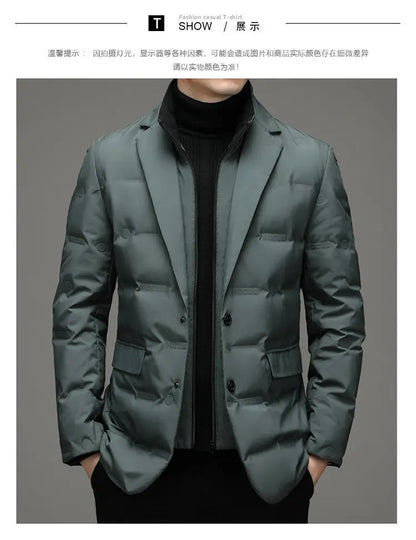 High Quality Men's Handsome down Jacket with Scarf Collar M-6XL Big Plus Size for Middle-Aged Dad Fashionable Outerwear