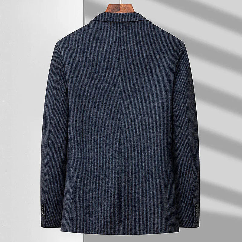 Men's Smart Casual Striped Blazer – Blue, Spring Autumn Business Wear