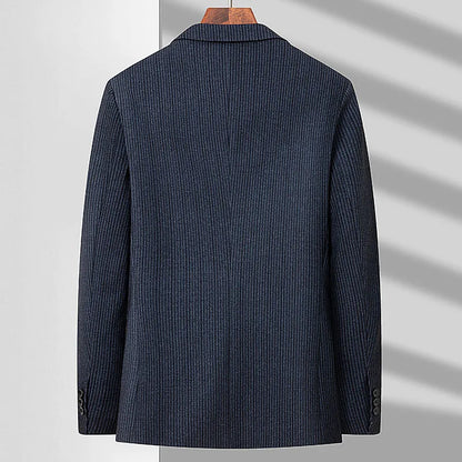 Men's Smart Casual Striped Blazer – Blue, Spring Autumn Business Wear