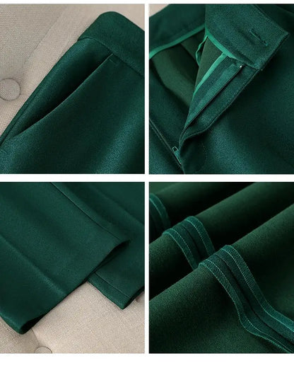 Elegant Single Button Blazer Suit Pant Sets for Women 2 Pieces Business Formal Office Outfit Autumn Plus Size Jacket Trousers