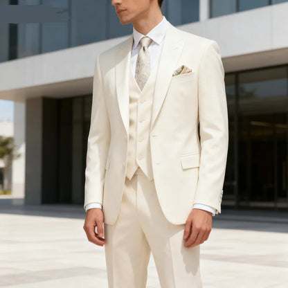 3-Pieces Men's Suit Unique Slim Fit Wedding Lapel Jacket Vest With Pant And Waistcoat Elegant Groomsmen