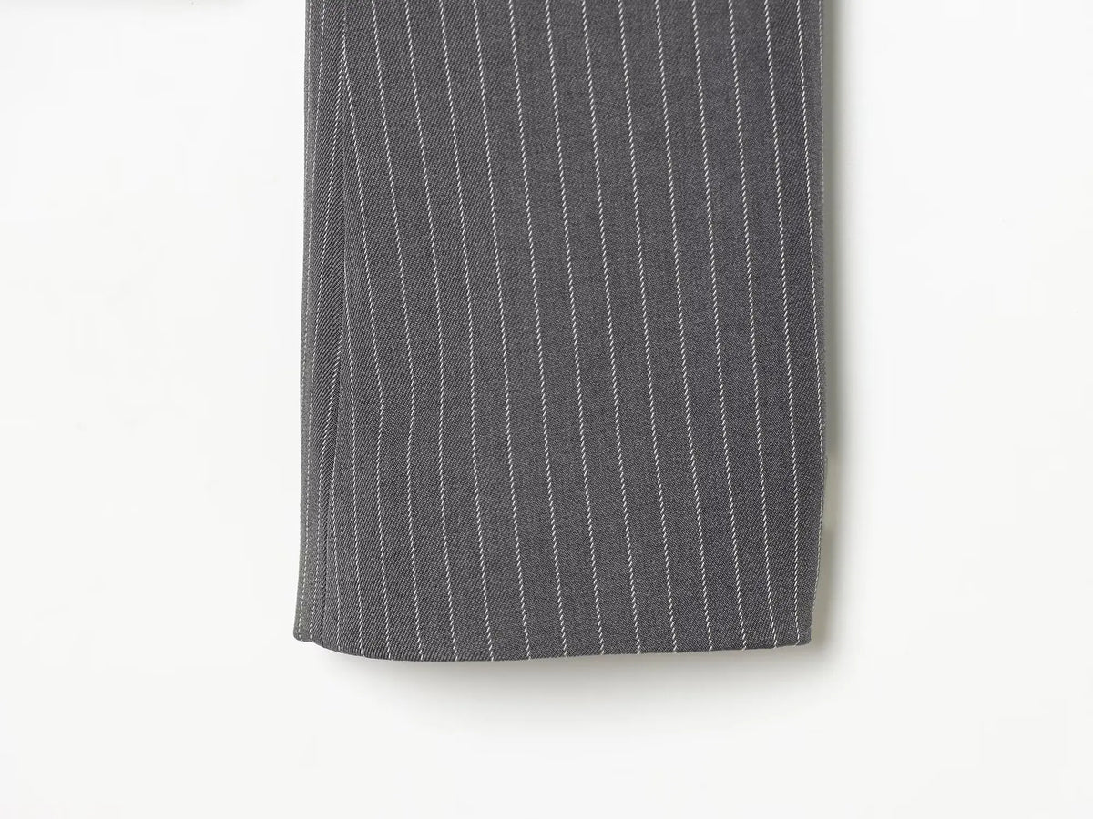 Elegant Women's Striped Blazer With Belt 2026 Spring Autumn Lapel Long Sleeves Single Breasted Slim Trendy Office Lady Suit