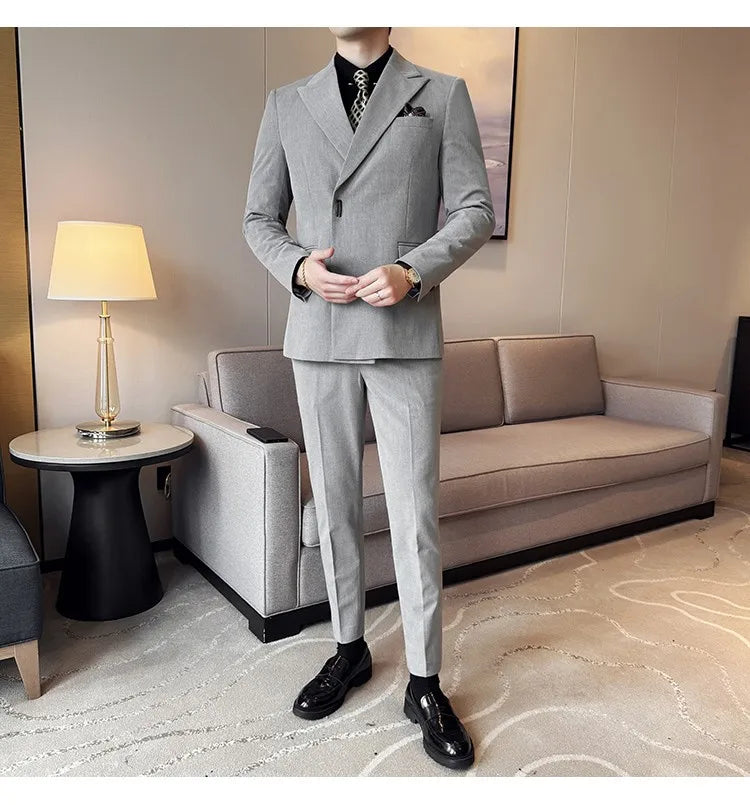 Men's 3-Piece Slim Fit Suit Set – Jacket, Vest & Pants for Wedding, Prom & Business