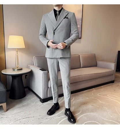 Men's 3-Piece Slim Fit Suit Set – Jacket, Vest & Pants for Wedding, Prom & Business
