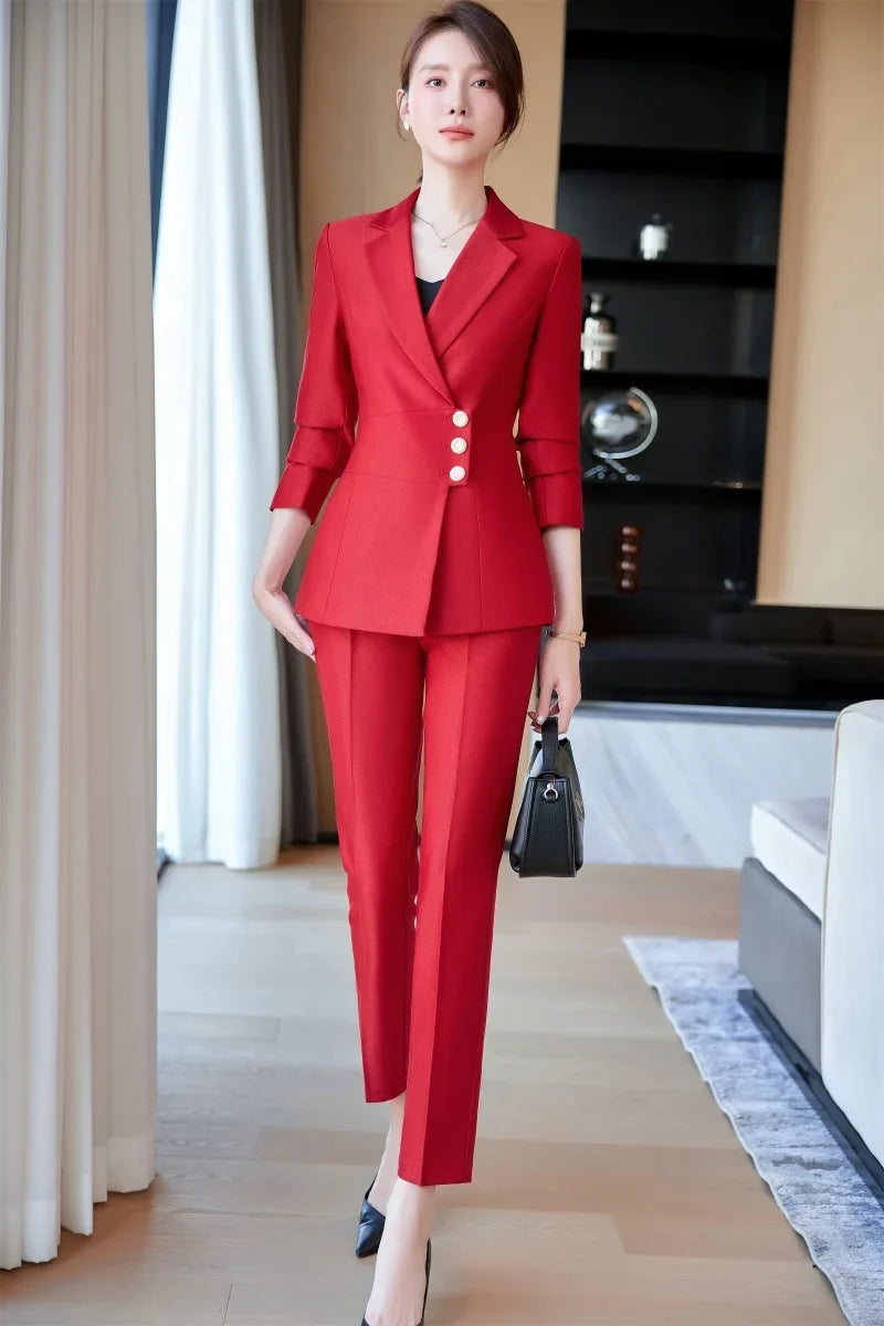 New fashion professional women's clothing for 2025, high-quality two-piece suit jacket + pants. Elegant and charming