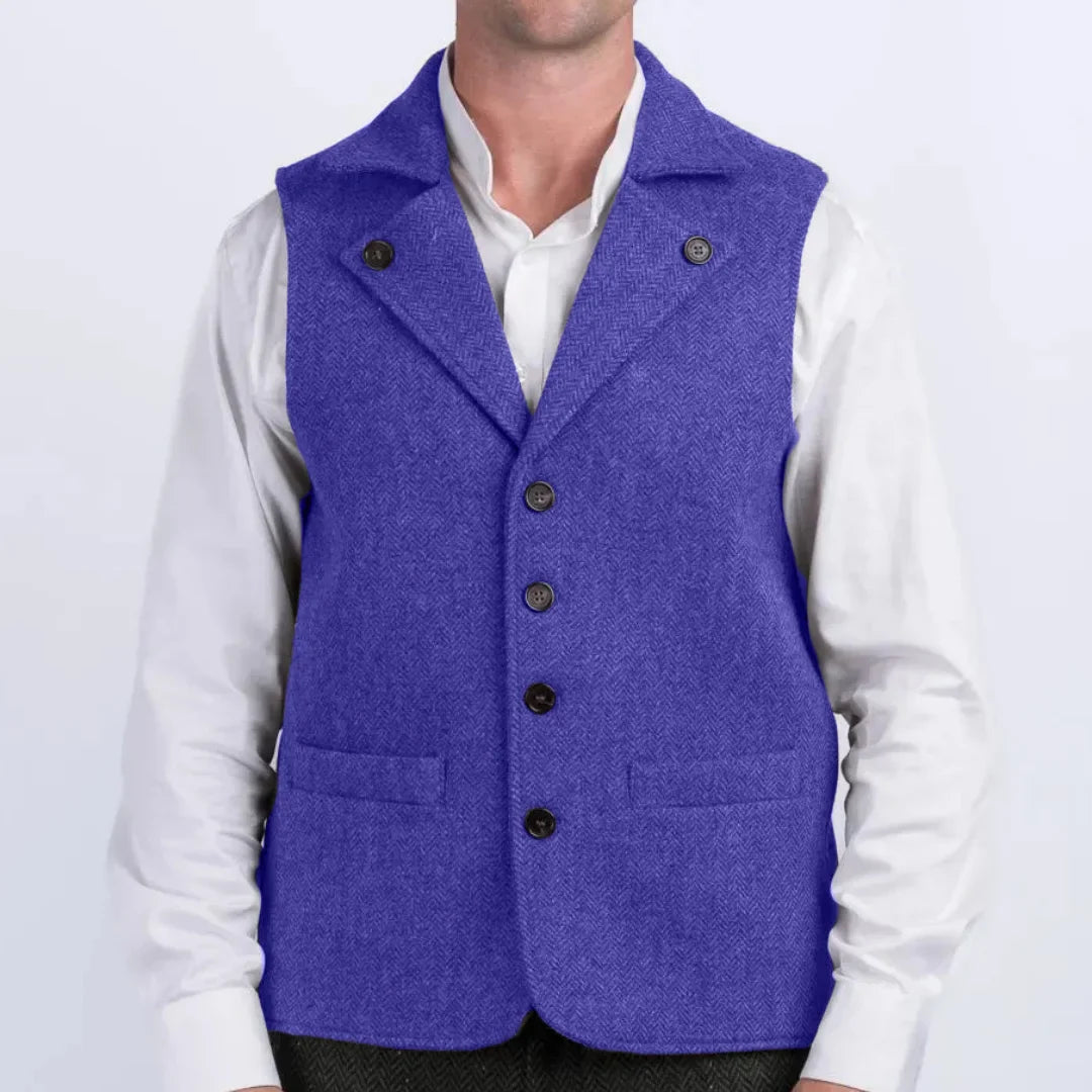 Men's Herringbone Vest Single Breasted Waistcoat for Wedding & Smart Casual Wear
