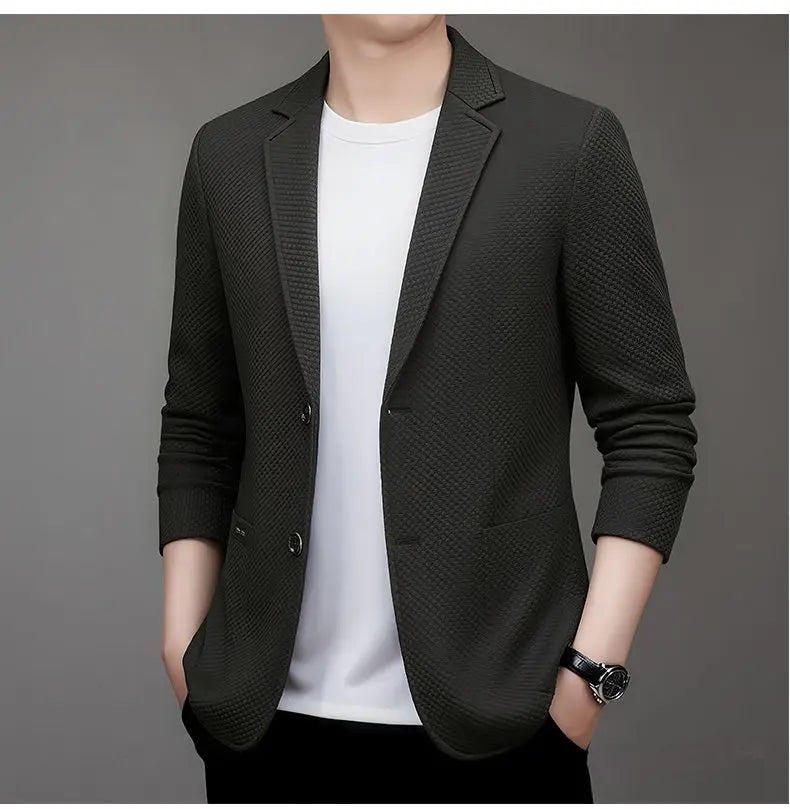 Men's Slim Fit Plaid Blazer for Weddings, Business & Casual Wear – Single Breasted