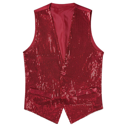 Fashion Women Sleeveless Vests Glittery Sequins Vest Music Festival Clubwear Waistcoat for Jazz Dancing Party Club Costumes