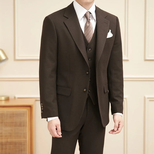 Men's Slim Fit Three-Piece Wedding Suit – Smart Casual Single Breasted Set for Formal Occasions