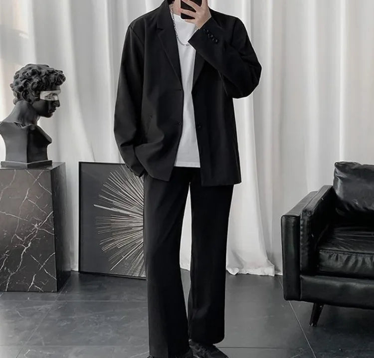 Men Korean Style Casual Blazer 2026 Spring Autumn Wrinkle Free Trendy Ins Couple Jacket Fashion Suit Coat