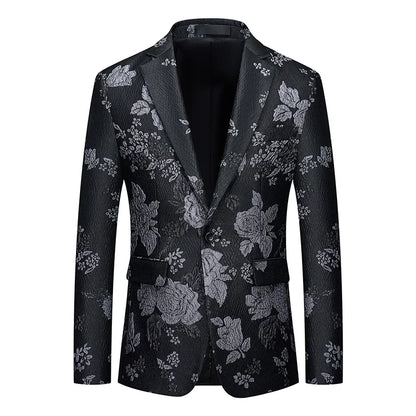 Men's Jacquard Blazer Slim Fit Single Breasted Smart Casual & Formal Wedding Jacket